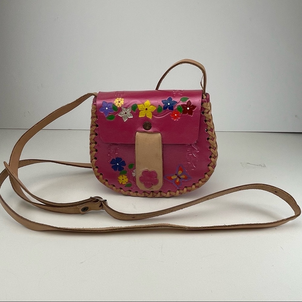 Tooled Pink Leather Mini Cross Body Bag - Picture 10 of 13